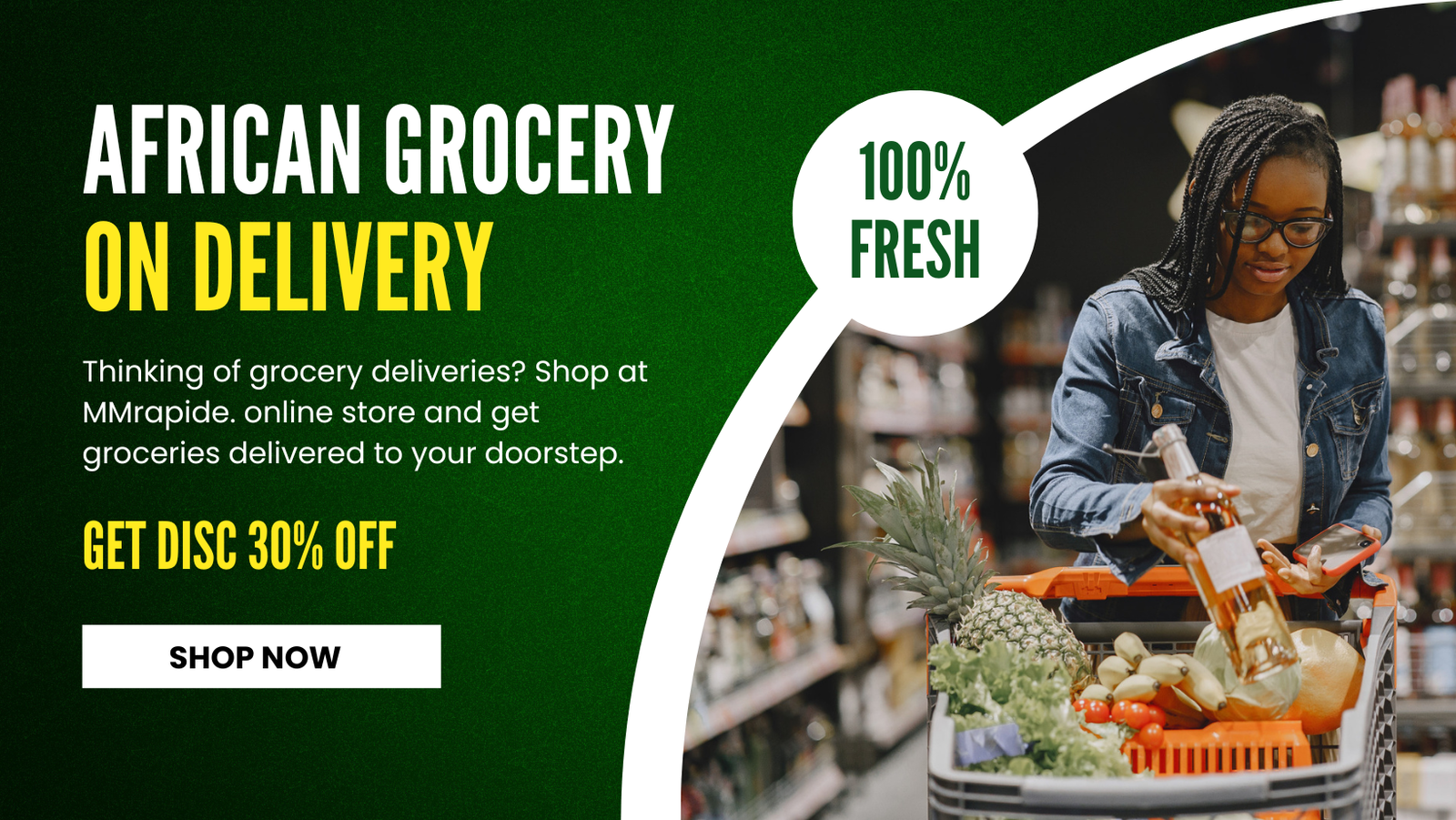 Green and Yellow Modern Grocery Home Delivery Facebook Cover